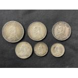 Numismatics/Coins: Victoria, a group of six silver coins from the reign of Queen Victoria, all