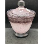 The Mavis and John Wareham Collection: Monart lidded vase pink leading to deep purple and