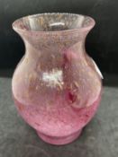 The Mavis and John Wareham Collection: Monart vase clear raspberry with swirls and aventurine