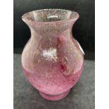 The Mavis and John Wareham Collection: Monart vase clear raspberry with swirls and aventurine