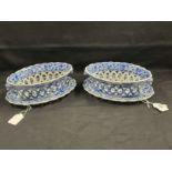 Ceramics: 19th cent. Spode pair of chestnut baskets and stands of oval form with twin handles and