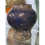 The Mavis and John Wareham Collection: Monart blue paisley ovoid vase. Dia. 5½ins. Height 6¼ins.