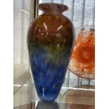 The Mavis and John Wareham Collection: Adam Aaronsen signed vase, blue rising to deep red. 13¾ins.