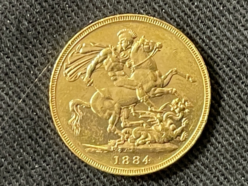 Coins/Numismatics 1884 Queen Victoria Gold Sovereign. - Image 2 of 2