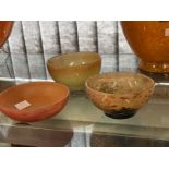 The Mavis and John Wareham Collection: Daum trinket bowl orange and red. Dia. 4¾ins. Plus two