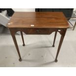 Georgian style mahogany side table, shaped frieze with single small drawer to the centre on turned