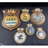 Maritime: Naval ships cast metal crests, Apollo, Barrosa, Alert, Coquette, etc. (12)