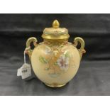 Ceramics: Royal Worcester bone china potpourri vase and cover c1900, the cover with foliate scroll