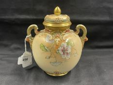 Ceramics: Royal Worcester bone china potpourri vase and cover c1900, the cover with foliate scroll