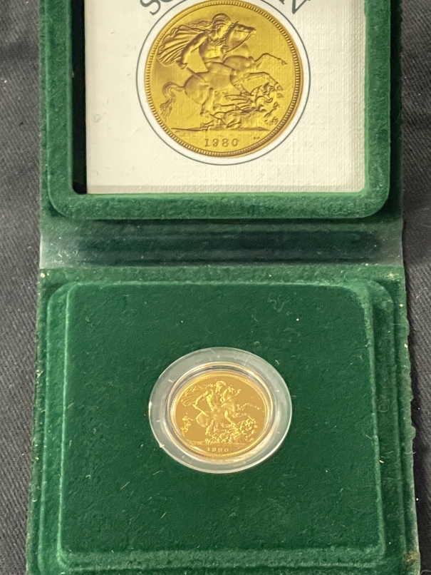 Coins/Numismatics 1980 Gold Sovereign proof, boxed.