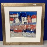 John Cowrie Morrison 1948: Print (hand embellished giclee) "Boats in a Harbour", signed Jolomo No.