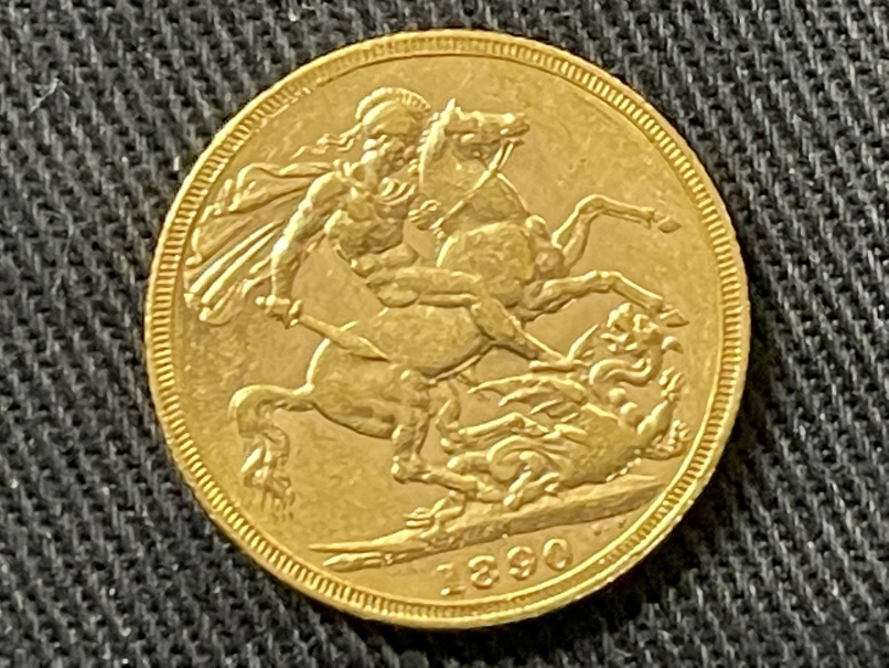 Coins/Numismatics 1890 Queen Victoria Gold Sovereign. - Image 2 of 2