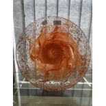 The Mavis and John Wareham Collection: Monart bowl, orange leading to clear with orange swirls