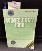 Tennis: Wimbledon 1988 June 20th first day programme Royal Box Ivan Lendl, Jimmy Connors, Stefan