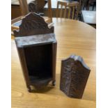19th cent. Continental candle box carved in a Black Forest style.