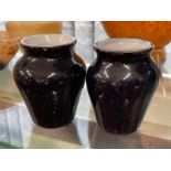 The Mavis and John Wareham Collection: Monart miniature vases one pale white inner overlaid dark