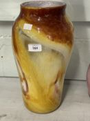 The Mavis and John Wareham Collection: Gray-Stan tall vase, yellow and brown swirl design baluster