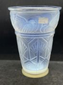 The Mavis and John Wareham Collection: Art Deco opalescent tapering vase, geometric bottom, birds