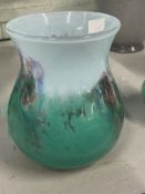 The Mavis and John Wareham Collection: Monart vase mid green pulled up into bubbled light green with