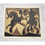 •(After) Pablo Picasso (1881-1973): Apres la Pique, original colour lino cut on woven paper realised