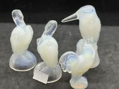 The Mavis and John Wareham Collection: Art Glass: Opalescent birds Verlys pelican (4¼ins) x 2,