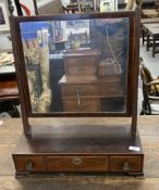 19th cent. Mahogany toilet mirror, rectangular glass with dark and light wood stringing to the frame