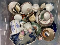 19th/20th cent. Ceramics: Meissen, Doulton, Wolfson, pink lustreware, most A/F. Pickle dish, cups