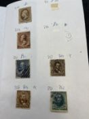 Stamps: USA booklet containing fifty-seven stamps, mainly 19th century used including SG65 1861
