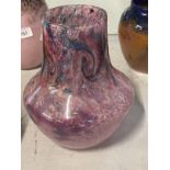 The Mavis and John Wareham Collection: Monart vase deep raspberry, top half multicoloured swirls,