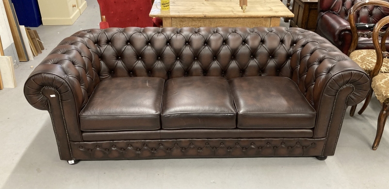 The Mavis and John Wareham Collection: 20th cent. Chesterfield three seater settee. 80ins. x 32ins.