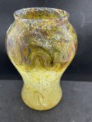 The Mavis and John Wareham Collection: Monart vase yellow with spirals, shading to multicoloured