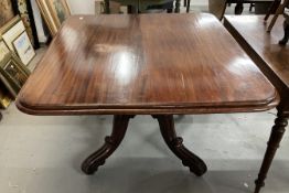 Early 20th cent. Mahogany tilt top dining table on turned central support with tripod feet. Top A/F.
