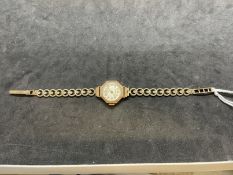 Watches: Hallmarked ladies 9ct gold Helvetia bracelet watch. Total weight 14.3g. Including