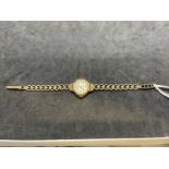 Watches: Hallmarked ladies 9ct gold Helvetia bracelet watch. Total weight 14.3g. Including