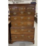 Late 18th/early 19th cent. Mahogany chest on chest, the top three over two and the base two