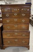 Late 18th/early 19th cent. Mahogany chest on chest, the top three over two and the base two