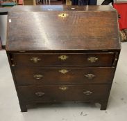 Late 19th/early 20th cent. Mahogany bureau with bracket supports and felted interior.