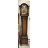Clocks: 20th cent. Oak short cased clock (grandmother), brass dial, eight day movement marked Haller