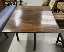 Early 19th cent. Oak drop leaf table, rectangular top supported by square chamfered legs. 26½ins.