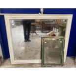 19th cent. Painted rectangular mirror with a reeded edge frame. 47ins. x 39½ins. Plus a small