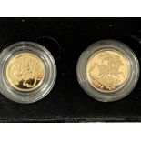 Coins/Numismatics: Royal Mint 2008 boxed proof gold half and full sovereigns.