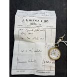 Watches: 18ct yellow gold open faced pocket watch c1840, white dial, black Roman numerals,