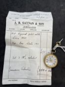 Watches: 18ct yellow gold open faced pocket watch c1840, white dial, black Roman numerals,