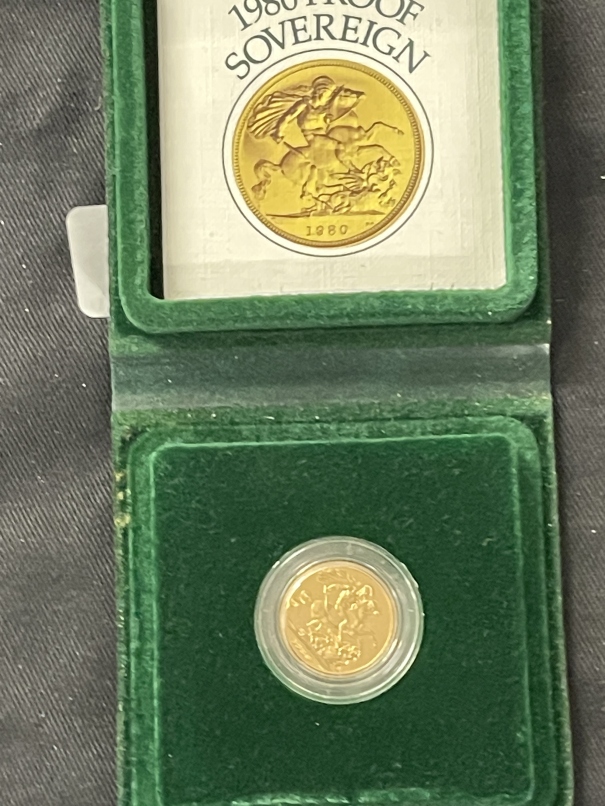 Coins/Numismatics 1980 Gold Sovereign proof, boxed.