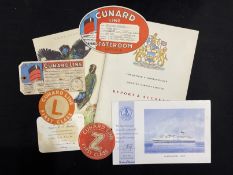 SHIPPING: Mixed collection of liner ephemera including Cunard baggage labels for Queen Mary,