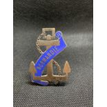 OCEAN LINER/ART DECO: Unusual S.S. Normandie souvenir pin in the form of an anchor with enamel