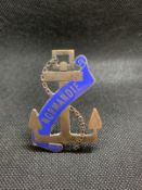 OCEAN LINER/ART DECO: Unusual S.S. Normandie souvenir pin in the form of an anchor with enamel