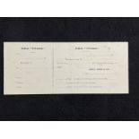 R.M.S. TITANIC: Unusual perforated receipt and stub for typewriting charges, unnumbered ex-