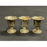 WHITE STAR LINE: Unusual trio of Goldsmiths Regent plate egg cups. 2½ins.