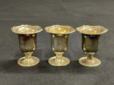 WHITE STAR LINE: Unusual trio of Goldsmiths Regent plate egg cups. 2½ins.